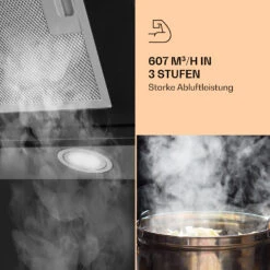 Zola 60 Dunstabzugshaube Kopffrei 60cm 190W 607m³/h LED Edelstahl/Glas -Klarstein 10034099 de 0003 logo