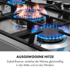 Ignito 5 Zonen Gaskochfeld 5-flammig Sabaf-Brenner Edelstahl Silber -Klarstein 10034111 de 0003 logo