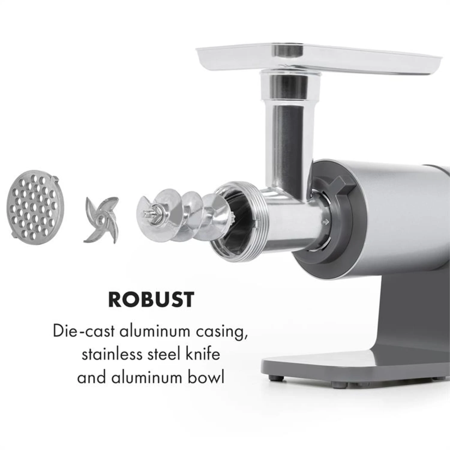 Mett Max Elektrischer Fleischwolf 600W Kupfermotor Aluminium 6 Mett Max Elektrischer Fleischwolf 600W Kupfermotor Aluminium – Bild 5