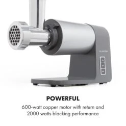 Mett Max Elektrischer Fleischwolf 600W Kupfermotor Aluminium 15 Mett Max Elektrischer Fleischwolf 600W Kupfermotor Aluminium -Klarstein 10034244 yy 0007 logo Klarstein Mett Max elektrischer Fleischwolf grau
