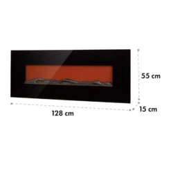 Lausanne Long Elektrischer Kamin 1600W 2 Heizstufen 128 Cm -Klarstein 10034251 yy 0007 logo Klarstein Lausanne Long Elektrischer Kamin schwarz