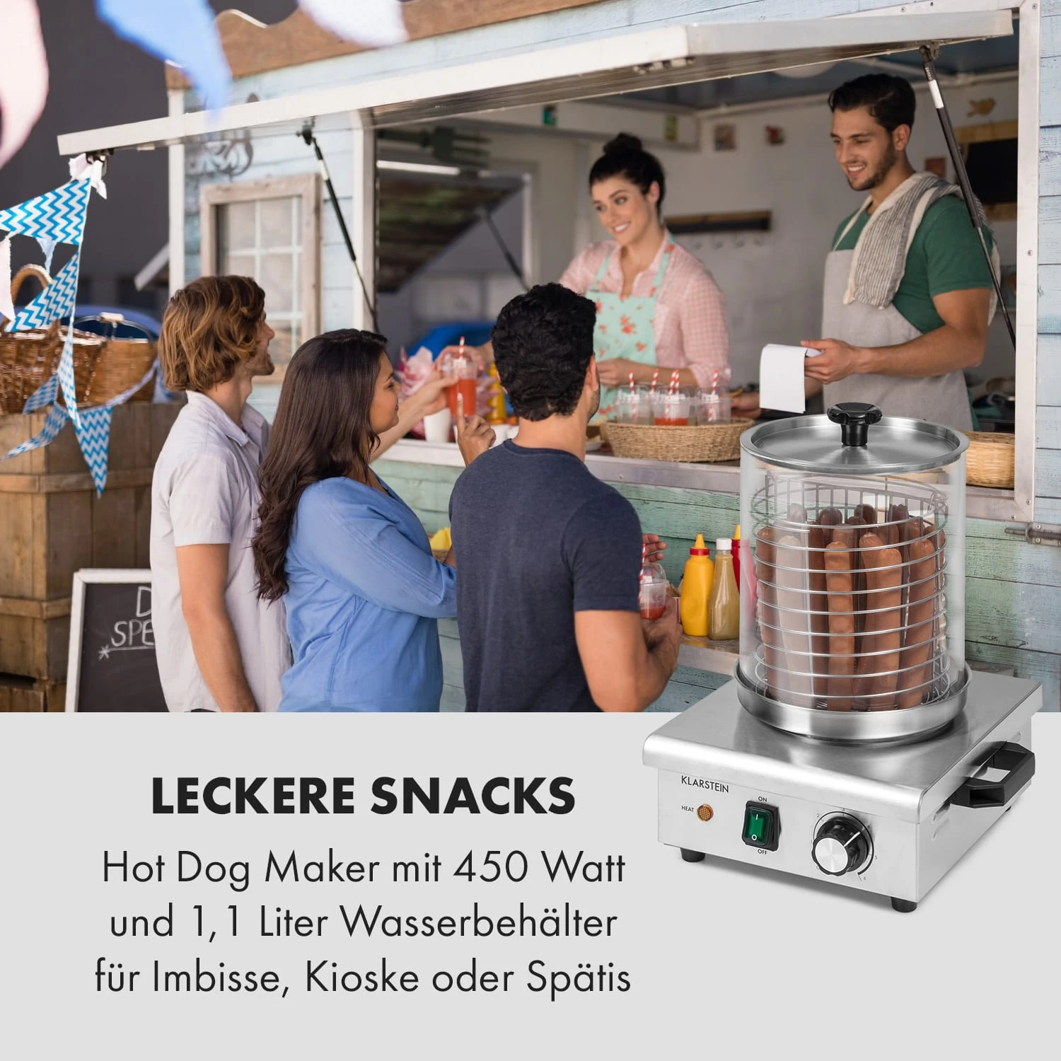 Wurstfabrik 450 Hot Dog Maker 450W 5L 30-100°C Glas Edelstahl 4 Wurstfabrik 450 Hot Dog Maker 450W 5L 30-100°C Glas Edelstahl – Bild 2