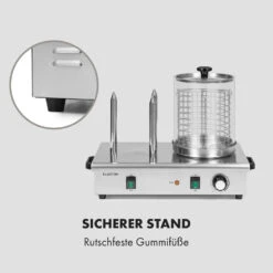 Wurstfabrik 600 Hot Dog Maker 600W 3 Spieße 5L 30-100°C Glas Edelstahl -Klarstein 10034454 de 0008 logo