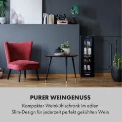 Shiraz 12 Slim Uno Weinkühlschrank 32l/12Fl.Touch 85 W 5-18 °C LED -Klarstein 10034625 de 0002 logo