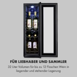 Shiraz 12 Slim Uno Weinkühlschrank 32l/12Fl.Touch 85 W 5-18 °C LED -Klarstein 10034625 de 0004 logo