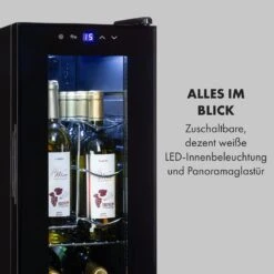 Shiraz 12 Slim Uno Weinkühlschrank 32l/12Fl.Touch 85 W 5-18 °C LED -Klarstein 10034625 de 0007 logo