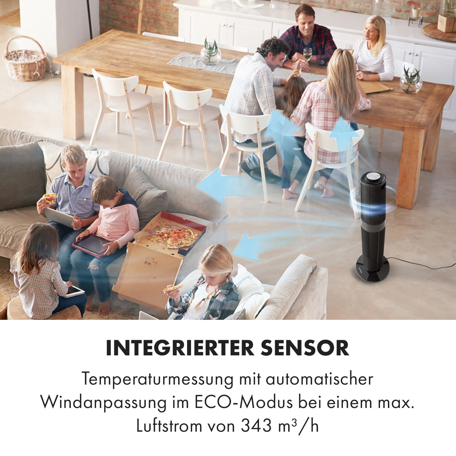 Twister Turmventilator 45 W | 343 M³/h Oszillation Touch Fernbedienung 4 Twister Turmventilator 45 W | 343 M³/h Oszillation Touch Fernbedienung – Bild 2