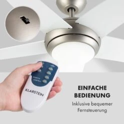 Bolero 2-in-1-Deckenventilator 134cm Leuchte 55W Fernbedienung Weiß -Klarstein 10034683 de 0003 logo