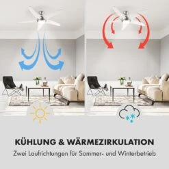 Bolero 2-in-1-Deckenventilator 134cm Leuchte 55W Fernbedienung Weiß -Klarstein 10034683 de 0004 logo
