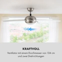 Bolero 2-in-1-Deckenventilator 134cm Leuchte 55W Fernbedienung Weiß -Klarstein 10034683 de 0005 logo