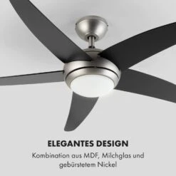 Bolero 2-in-1-Deckenventilator 134cm Leuchte 55W Fernbedienung Schwarz -Klarstein 10034684 de 0006 logo