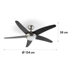 Bolero 2-in-1-Deckenventilator 134cm Leuchte 55W Fernbedienung Schwarz -Klarstein 10034684 yy 0007 logo Klarstein Bolero 2in1 Deckenventilator schwarz