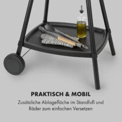 Gatsby Elektrogrill 2000W Antihaft-Grillfläche Seitentische Schwarz -Klarstein 10034706 de 0007 logo