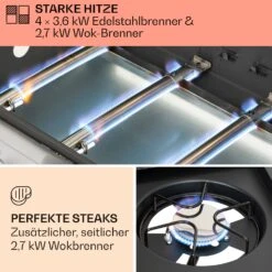Tomahawk Gasgrill 4x3,6 KW + 2,7 KW Brenner 66x43,5 Cm Grill Edelstahl -Klarstein 10034710 de 0003 usp