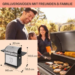 Tomahawk Gasgrill 5x3,6 KW + 2,7 KW Brenner 80x43,5 Cm Grill Edelstahl -Klarstein 10034712 de 0006 usp