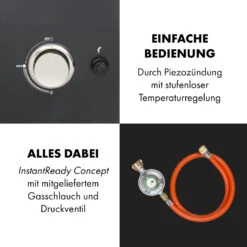 Pasadena Gas-Räuchergrill 2,5 KW Heizleistung 180 °C / 350 °F Max. -Klarstein 10034818 de 0008 logo