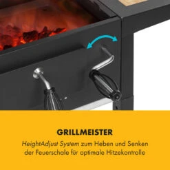 Meat Machine Holzkohlegrill BBQ 45x32,5cm Thermometer Bodenrollen -Klarstein 10034819 de 0004 logo