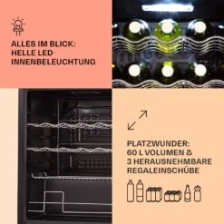 Coachella 60 Kühlschrank 60 Liter WiFi-Funktion Hintergrundbeleuchtung -Klarstein 10034821 de 0004 usp