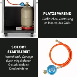 Valkyrie Gasgrill 3x3,2 + 2,9 KW Sichtfenster 54x42 Cm Grill Edelstahl -Klarstein 10034845 de 0007 logo