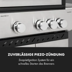 Valkyrie Gasgrill 3x3,2 + 2,9 KW Sichtfenster 54x42 Cm Grill Edelstahl -Klarstein 10034845 de 0009 logo