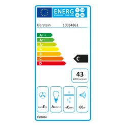 Capannina Unterbau-Abzugshaube 60cm 166m³/h LED Edelstahl Schwarz -Klarstein 10034861 energy label