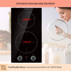 Kochheld Doppel-Induktionskochfeld 2900W Dreh-Regler Glas Schwarz -Klarstein 10034946 de 0003 usp