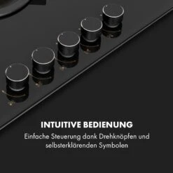 Goldflame 5 Gaskochfeld 5-flammig Messing-Brenner Glaskeramik Schwarz -Klarstein 10034973 de 0004 logo