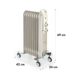 Thermaxx Retroheat Ölradiator 2000W Bodenrollen -Klarstein 10035080 yy 0008 logo Klarstein ThermaxxRetroheat oelradiator 2000W taupe