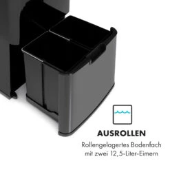 Touchless Black Stainless Steel Müllsammler Sensor 72L 4 Behälter ABS / PP / Edelstahl Schwarz -Klarstein 10035097 de 0005 logo
