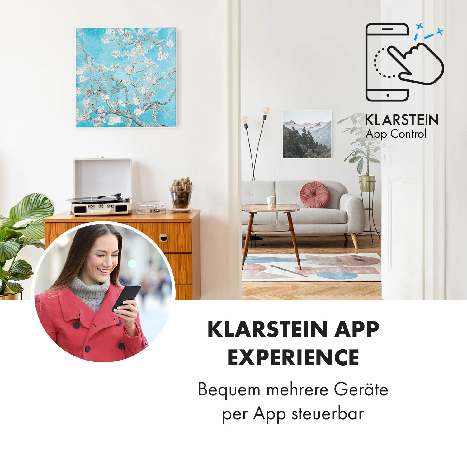 Wonderwall Air Art Smart Infrarotheizung 60x60cm 350W Wandinstallation App-Steuerung Mandelblüten 4 Wonderwall Air Art Smart Infrarotheizung 60x60cm 350W Wandinstallation App-Steuerung Mandelblüten – Bild 2