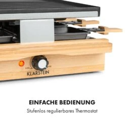 Tournedo Raclette 1200W Aluminiumguss 8 Personen Holz-Dekor -Klarstein 10035219 de 0006 logo