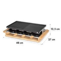 Tournedo Raclette 1200W Aluminiumguss 8 Personen Holz-Dekor -Klarstein 10035219 yy 0009 logo Klarstein Tournedo Raclette Holz Dekor