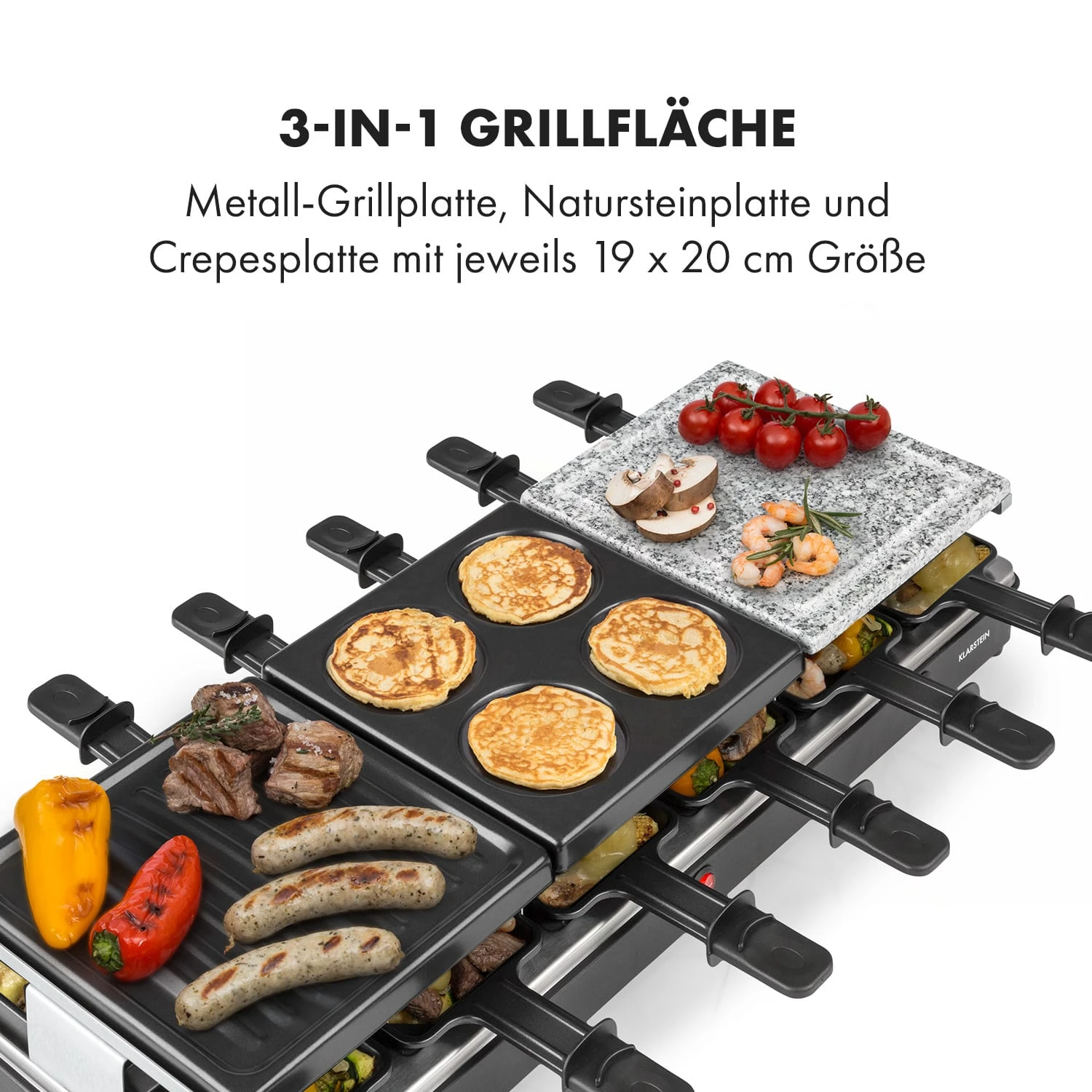 Fonduelette XL 3-in-1 Raclettegrill Fondue Naturstein 1650W 12 Pers 5 Fonduelette XL 3-in-1 Raclettegrill Fondue Naturstein 1650W 12 Pers – Bild 3