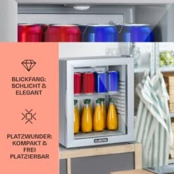 Brooklyn 24 Mini-Kühlschrank Glastür LED Ablage -Klarstein 10035224 DE 0003 usp