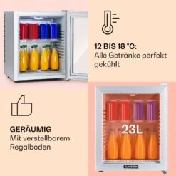Brooklyn 24 Mini-Kühlschrank Glastür LED Ablage -Klarstein 10035224 de 0004 usp