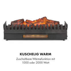 Kamini FXL Elektrischer Kamin Kamineinsatz 1000/2000W 2W LED Schwarz -Klarstein 10035275 de 0003 logo