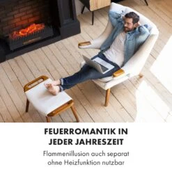 Kamini FXL Elektrischer Kamin Kamineinsatz 1000/2000W 2W LED Schwarz -Klarstein 10035275 de 0005 logo