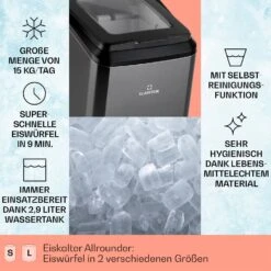 Partytime Eiswürfelmaschine Klareis 15kg/24h Edelstahl -Klarstein 10035295 de 0002 usp