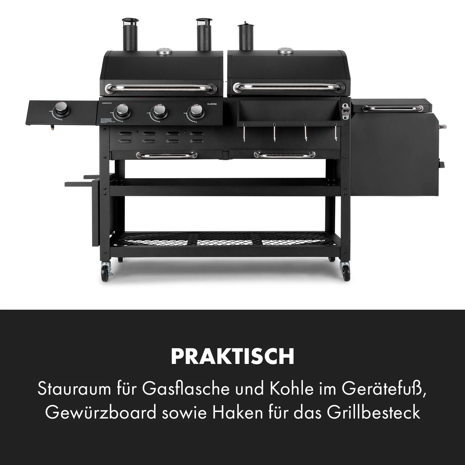 Kingsville Smoker Kombigrill Gas Kohle Smoker 13,5kW 3+1 Brenner 8 Kingsville Smoker Kombigrill Gas Kohle Smoker 13,5kW 3+1 Brenner – Bild 6