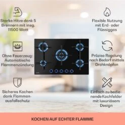 Illuminosa 5 Gaskochfeld 5-flammig Sabaf-Brenner Glaskeramik 12 Illuminosa 5 Gaskochfeld 5-flammig Sabaf-Brenner Glaskeramik -Klarstein 10035465 de 0002 usp