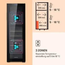Bovella 27 Duo+ Zweizonen-Weinkühlschrank 74l 27 Fl. Glastür -Klarstein 10035697 de 0004 logo