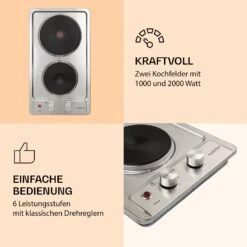 Appetito Domino Elektrokochfeld 2 Platten 3000 Watt Edelstahl -Klarstein 10035700 de 0003 logo