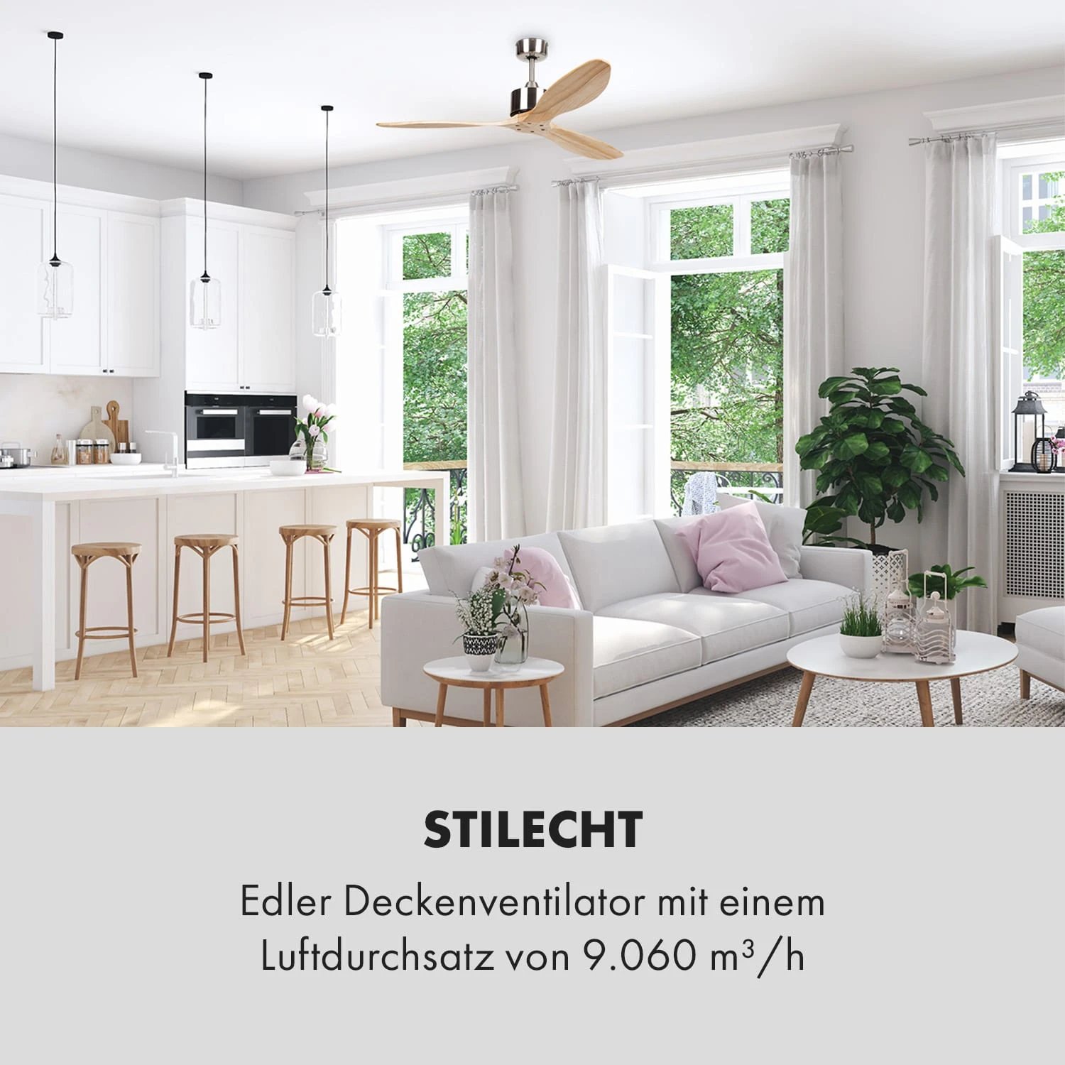 Santa Elena Deckenventilator 52" 9.060m³/h 3 Echtholzflügel 4 Santa Elena Deckenventilator 52" 9.060m³/h 3 Echtholzflügel – Bild 2