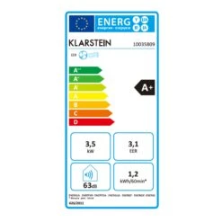 Grandbreeze Eco 12K Klimaanlage 3-in-1 460 M³/h 12.000 BTU/1,35 KW -Klarstein 10035809 energy label