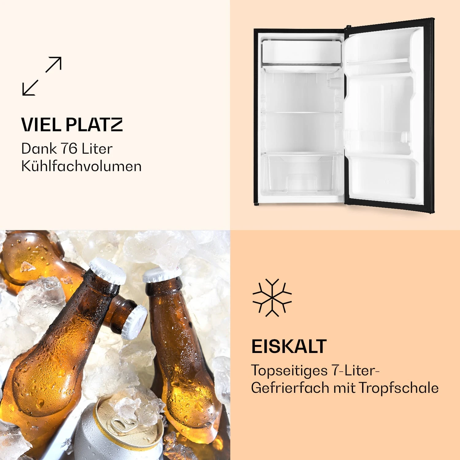 Spitzbergen 83 Kühlschrank 76 Liter Plus 7-Liter-Gefrierfach 2 Böden 4 Spitzbergen 83 Kühlschrank 76 Liter Plus 7-Liter-Gefrierfach 2 Böden – Bild 2