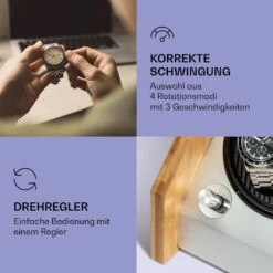 Garonne 4 Uhrenbeweger, 2 Drehteller, 4 Uhren, 3 Geschwindigkeiten, 4 Modi, Bambus -Klarstein 10036042 de 0003 logo