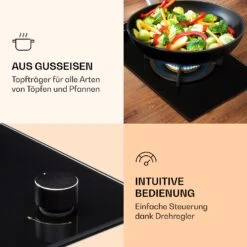 Goldflame Gaskochfeld 1 Wokbrenner Glaskeramik 10 Goldflame Gaskochfeld 1 Wokbrenner Glaskeramik -Klarstein 10036336 de 0003 logo