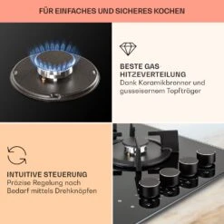 MultiChef 4 Kombi-Gaskochfeld Gas/Glaskeramik 4 Zonen -Klarstein 10036337 de 0004 usp