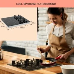 MultiChef 4 Kombi-Gaskochfeld Gas/Glaskeramik 4 Zonen -Klarstein 10036337 de 0006 usp