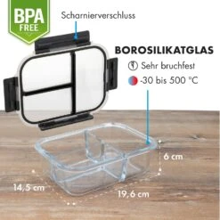 Hopewell Frischhaltedosen 3er Set 1040ml Borosilikatglas Deckel Tasche -Klarstein 10036364 de 0007 logo